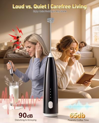 Milk Frother Handheld,Portable Electric Drink Mixer&Wand,Egg Whisk-Black - My Kitchen Products