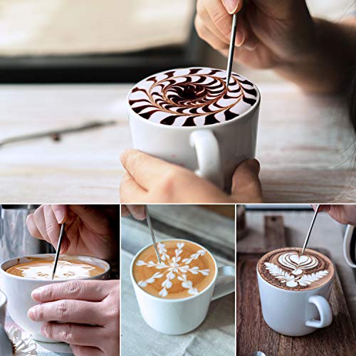 Milk Frothing Pitcher, 8.5oz/12oz/20oz/32oz/50oz/66oz Milk Frother Cup Stainless Steel, Espresso Accessories, Milk Steaming Pitchers Coffee Cappuccino Latte Art Barista Milk Jug Cup with Art Pen,12oz - My Kitchen Products