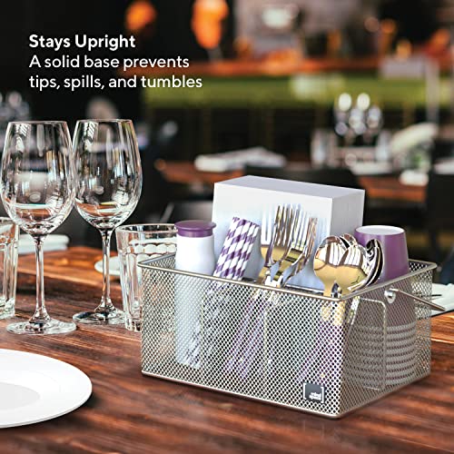 Mindspace Utensil Holder, Kitchen Condiment Organizer and Flatware Utensil Caddy | The Mesh Collection, Silver - My Kitchen Products