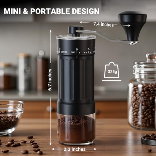 Mini Manual Coffee Grinder with 40 Adjustable Settings, Portable Hand Coffee Bean Mill with 30g Capacity, Conical Burr Coffee Grinder with Crank for Travel, Camping, Office, Espresso, Pour Over, etc - My Kitchen Products