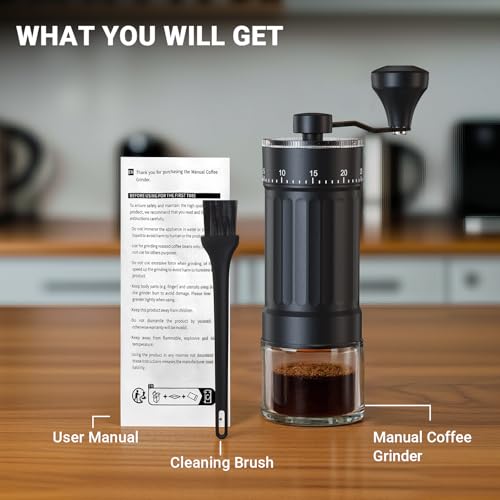 Mini Manual Coffee Grinder with 40 Adjustable Settings, Portable Hand Coffee Bean Mill with 30g Capacity, Conical Burr Coffee Grinder with Crank for Travel, Camping, Office, Espresso, Pour Over, etc - My Kitchen Products