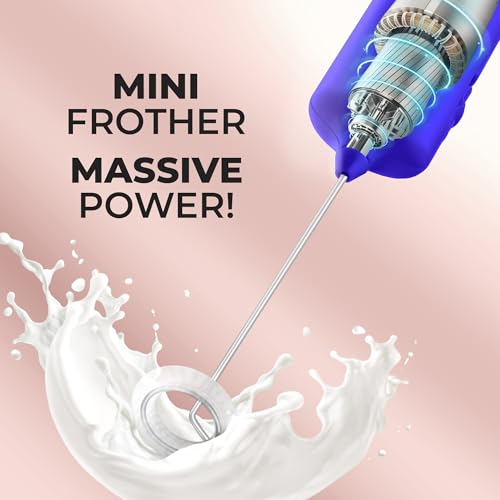 Mini & Mighty Milk Frother Wand – Powerful Handheld Coffee Frother, Battery Operated Drink Mixer – Compact Pocket Size – Detachable Whisk for Latte, Cappuccino, Matcha, Hot Chocolate - My Kitchen Products