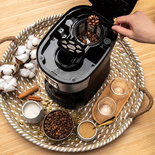 Mixpresso 5-Cup Drip Coffee Maker, Automatic Brew Coffee Pot Machine with Built-In Burr Coffee Grinder, Programmable Smart Coffee Maker with Timer With Glass Carafe Coffee Pot - My Kitchen Products