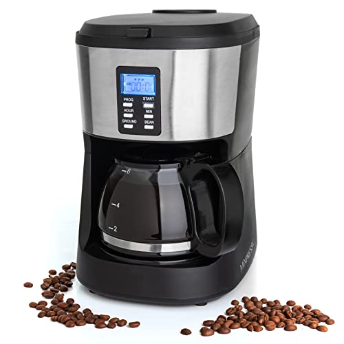 Mixpresso 5-Cup Drip Coffee Maker, Automatic Brew Coffee Pot Machine with Built-In Burr Coffee Grinder, Programmable Smart Coffee Maker with Timer With Glass Carafe Coffee Pot - My Kitchen Products