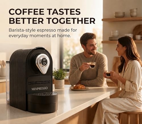 Mixpresso Black Espresso Coffee Machine – Compact 1400W Single Serve Coffee Maker Compatible with Nespresso OriginalLine Capsules, One-Touch Operation, 19-Bar Italian Pump, 27oz Water Tank - My Kitchen Products