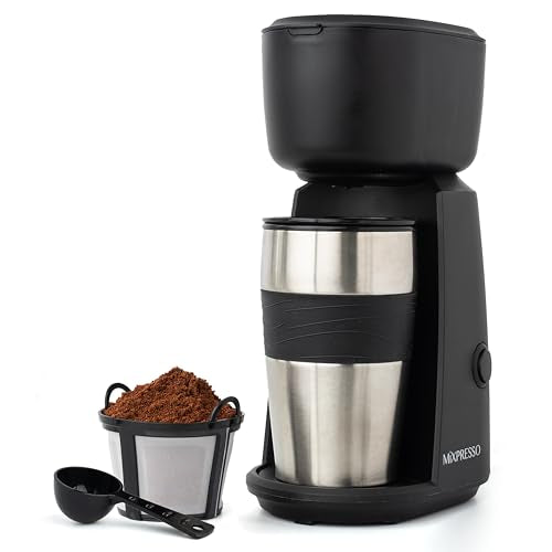 Mixpresso Personal Single Serve Coffee Maker & 14oz Travel Mug, Drip Small Coffee Maker & Tumbler, Auto Shut Off & Reusable Filter, Compatible with Coffee Grounds - My Kitchen Products