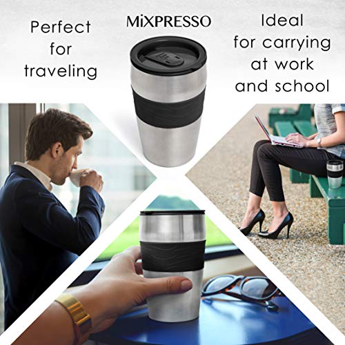 Mixpresso Personal Single Serve Coffee Maker & 14oz Travel Mug, Drip Small Coffee Maker & Tumbler, Auto Shut Off & Reusable Filter, Compatible with Coffee Grounds - My Kitchen Products