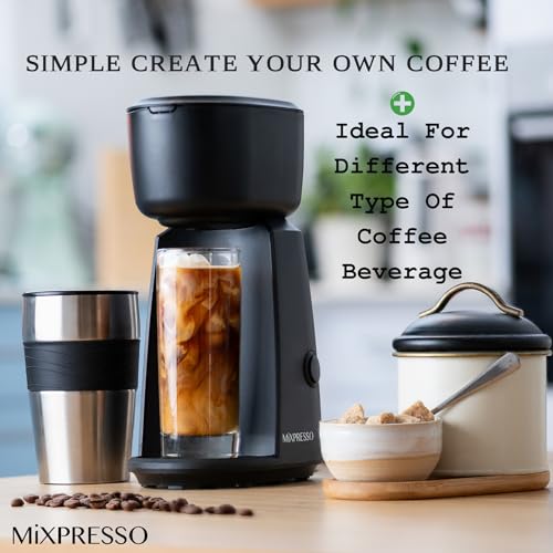Mixpresso Personal Single Serve Coffee Maker & 14oz Travel Mug, Drip Small Coffee Maker & Tumbler, Auto Shut Off & Reusable Filter, Compatible with Coffee Grounds - My Kitchen Products