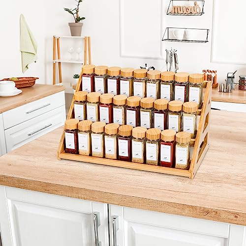 MNADSFKJ Spice Rack, Spice Organizer -3 Tier Bamboo Spice Racks, Solution for Spice Storage in Kitchens, Countertops，Storage Rooms and Other Places - My Kitchen Products