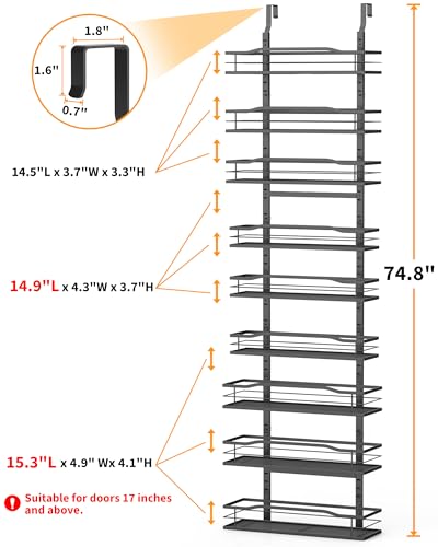 Moforoco 9-Tier Over The Door Pantry Organizer, Pantry Organization and Storage, Black Hanging Basket Wall Spice Rack Seasoning Shelves, Home & Kitchen Bedroom Bathroom House Essentials - My Kitchen Products