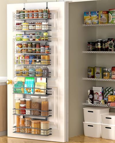 Moforoco 9-Tier Over The Door Pantry Organizer, Pantry Organization and Storage, Black Hanging Basket Wall Spice Rack Seasoning Shelves, Home & Kitchen Bedroom Bathroom House Essentials - My Kitchen Products