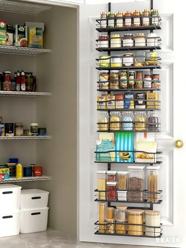 Moforoco 9-Tier Over The Door Pantry Organizer, Pantry Organization and Storage, Black Hanging Basket Wall Spice Rack Seasoning Shelves, Home & Kitchen Bedroom Bathroom House Essentials - My Kitchen Products