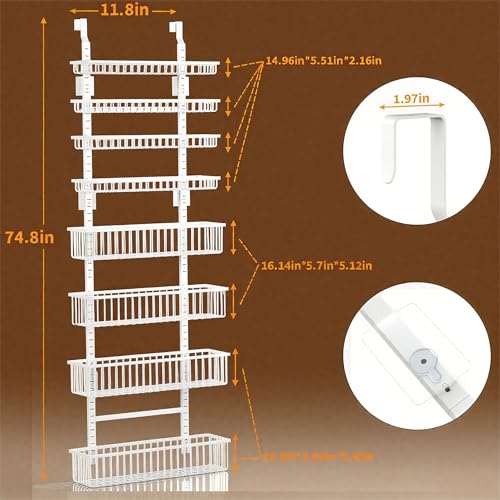 Moforoco White Over The Door Pantry Organizer, Pantry Organization and Storage, Metal Hanging Spice Rack Shelves Door, Seasoning Shelves, Laundry Room Organization, House and Kitchen Essentials - My Kitchen Products