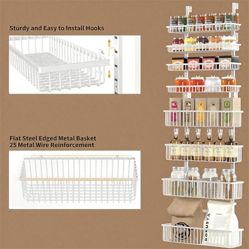 Moforoco White Over The Door Pantry Organizer, Pantry Organization and Storage, Metal Hanging Spice Rack Shelves Door, Seasoning Shelves, Laundry Room Organization, House and Kitchen Essentials - My Kitchen Products