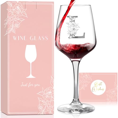 Monogrammed Wine Glass Gifts for Women, Personalized A-Z Wine Glass Customized Gift for Women, Unique Birthday Mothers Day