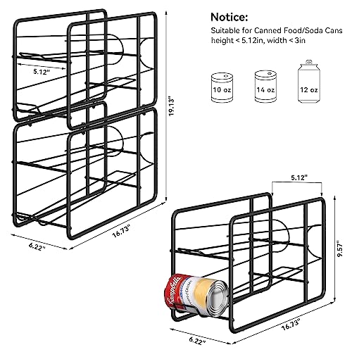 MOOACE 4 Pack Can Dispenser Rack, Stackable Soda Can Organizer Holder for Canned Food Storage Kitchen Cabinet Pantry Countertop, Black - My Kitchen Products