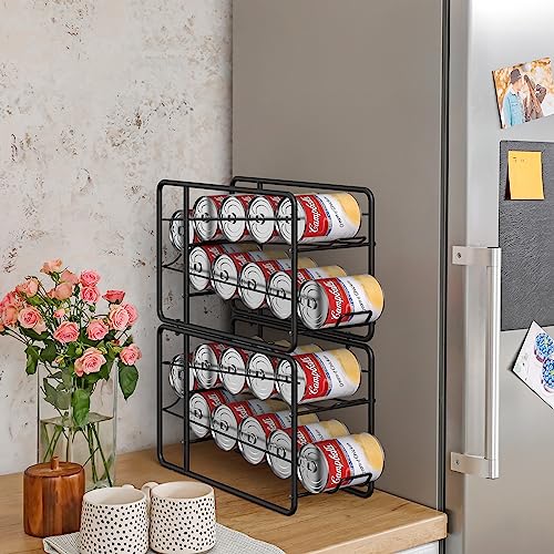 MOOACE 4 Pack Can Dispenser Rack, Stackable Soda Can Organizer Holder for Canned Food Storage Kitchen Cabinet Pantry Countertop, Black - My Kitchen Products