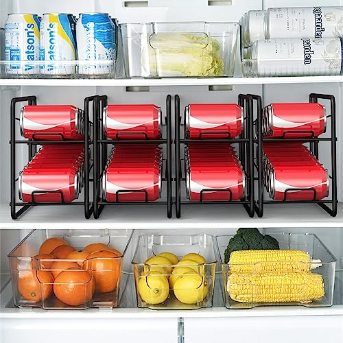 MOOACE 4 Pack Can Dispenser Rack, Stackable Soda Can Organizer Holder for Canned Food Storage Kitchen Cabinet Pantry Countertop, Black - My Kitchen Products