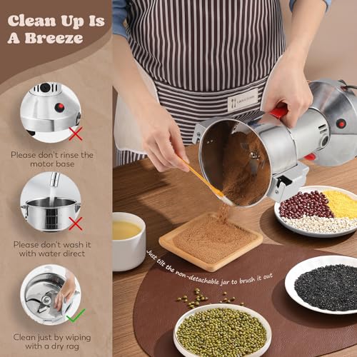 Moongiantgo Grain Mill Grinder Electric 150g Commercial Spice Grinder 850W Stainless Steel Pulverizer Dry Grinding Machine for Wheat Corn Rice Pepper Herbs Coffee Beans (150g Upright, 110V) - My Kitchen Products