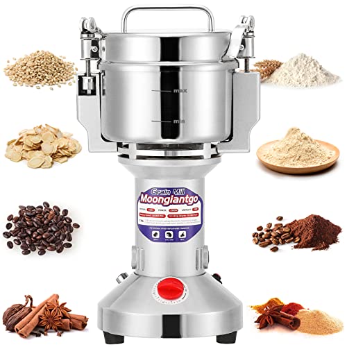 Moongiantgo Grain Mill Grinder Electric 300g Commercial Spice Grinder 1500W Stainless Steel Pulverizer Dry Grinding Machine for Wheat Corn Rice Pepper Herbs Coffee Beans (300g Upright, 110V) - My Kitchen Products
