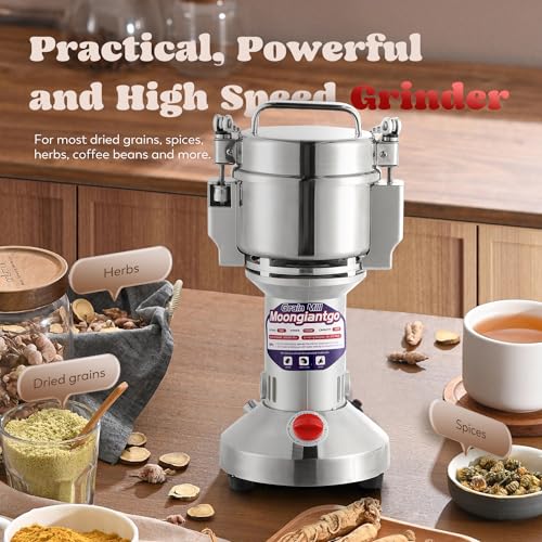 Moongiantgo Grain Mill Grinder Electric 300g Commercial Spice Grinder 1500W Stainless Steel Pulverizer Dry Grinding Machine for Wheat Corn Rice Pepper Herbs Coffee Beans (300g Upright, 110V) - My Kitchen Products