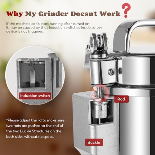 Moongiantgo Grain Mill Grinder Electric 300g Commercial Spice Grinder 1500W Stainless Steel Pulverizer Dry Grinding Machine for Wheat Corn Rice Pepper Herbs Coffee Beans (300g Upright, 110V) - My Kitchen Products