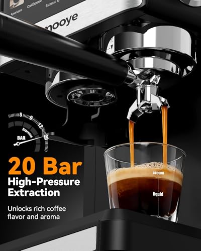 Mooye Espresso Machine with Grinder,20Bar Compact Espresso Maker with Steam Milk Frother,Coffee Maker for Home - Cappuccino Latte & Cold Brew Iced Coffee Maker & Americano, Gift for Women or Men - My Kitchen Products