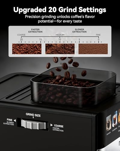 Mooye Espresso Machine with Grinder,20Bar Compact Espresso Maker with Steam Milk Frother,Coffee Maker for Home - Cappuccino Latte & Cold Brew Iced Coffee Maker & Americano, Gift for Women or Men - My Kitchen Products