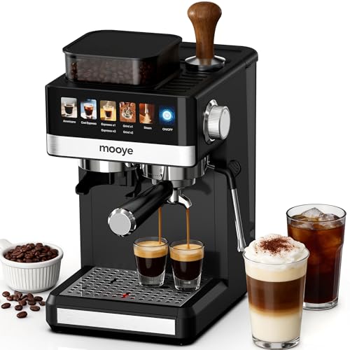 Mooye Espresso Machine with Grinder,20Bar Compact Espresso Maker with Steam Milk Frother,Coffee Maker for Home - Cappuccino Latte & Cold Brew Iced Coffee Maker & Americano, Gift for Women or Men - My Kitchen Products