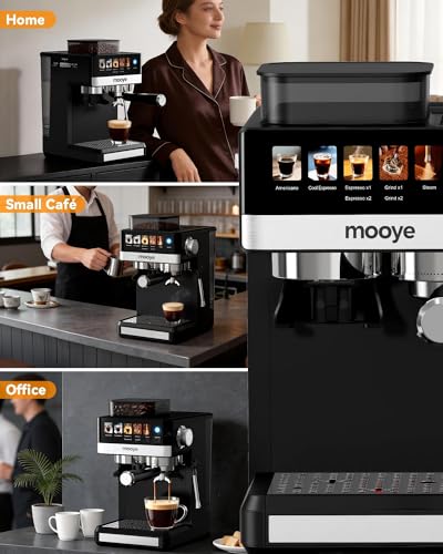 Mooye Espresso Machine with Grinder,20Bar Compact Espresso Maker with Steam Milk Frother,Coffee Maker for Home - Cappuccino Latte & Cold Brew Iced Coffee Maker & Americano, Gift for Women or Men - My Kitchen Products