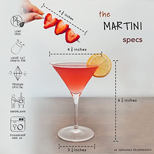 MORA PURE Martini Glasses, Set of 4-7oz - Handblown Premium Crystal Glass for Cockails, Martinis, Home Bar, Cosmos, Gimlet, Parties, Etc - Modern Classic Cocktail Glassware, Gift for Him/Her - My Kitchen Products