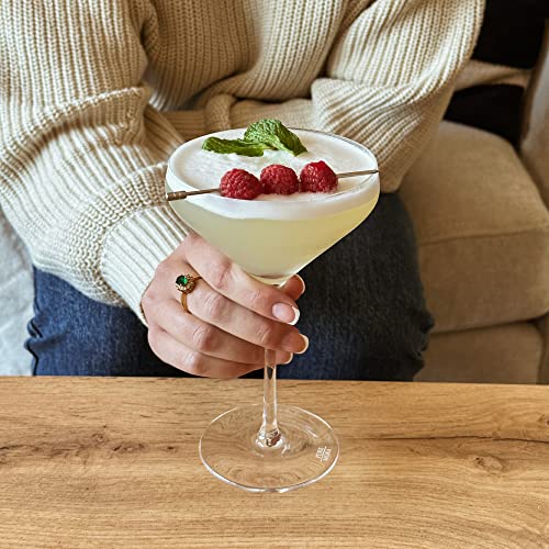 MORA PURE The Remy Coupe - Set of 4, 8oz Handblown Premium Crystal Martini Glasses for Cocktail, Gin & Tonic, Cosmopolitan, Manhattan, Bar, Fancy Mixology, etc. Modern Angle Drinking Glassware - My Kitchen Products