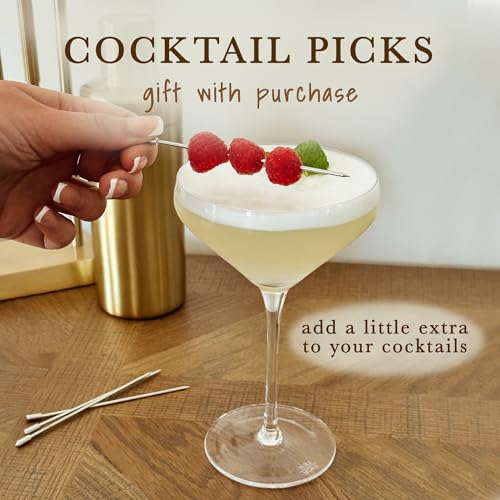 MORA PURE The Remy Coupe - Set of 4, 8oz Handblown Premium Crystal Martini Glasses for Cocktail, Gin & Tonic, Cosmopolitan, Manhattan, Bar, Fancy Mixology, etc. Modern Angle Drinking Glassware - My Kitchen Products