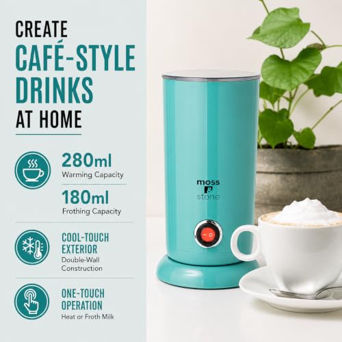 Moss & Stone Electric Milk Frother & Milk Warmer for Latte & Cappuccino - My Kitchen Products