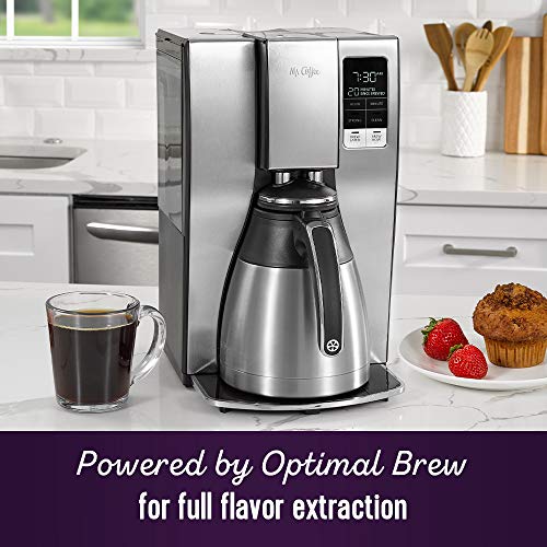 Mr. Coffee 10-Cup Programmable Coffee Maker, Insulated Thermal Carafe, Brew Strength Selection, Brew Now or Later, Stainless Steel - My Kitchen Products