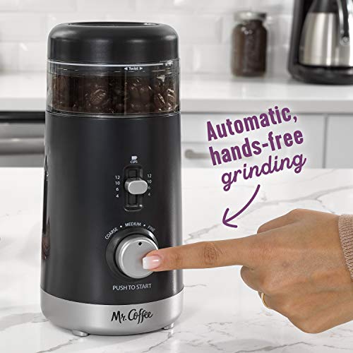 Mr. Coffee Automatic Coffee Grinder with 5 Presets, 12 Cup Capacity, Black – Ideal for Home Use and Espresso Lovers - My Kitchen Products