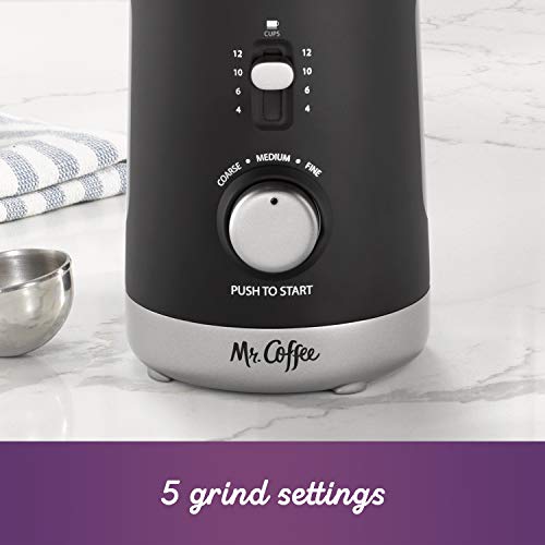 Mr. Coffee Automatic Coffee Grinder with 5 Presets, 12 Cup Capacity, Black – Ideal for Home Use and Espresso Lovers - My Kitchen Products