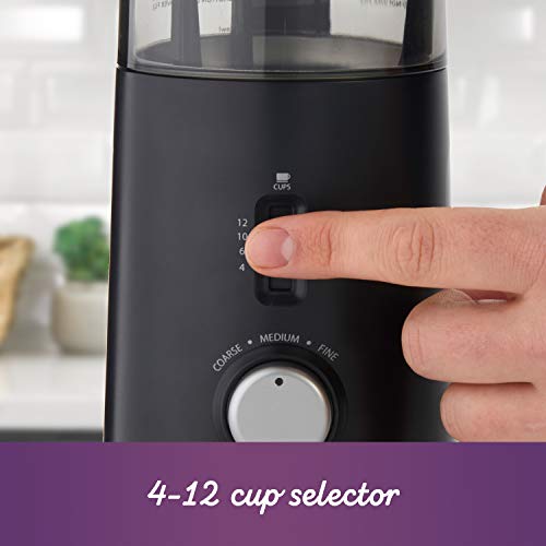 Mr. Coffee Automatic Coffee Grinder with 5 Presets, 12 Cup Capacity, Black – Ideal for Home Use and Espresso Lovers - My Kitchen Products