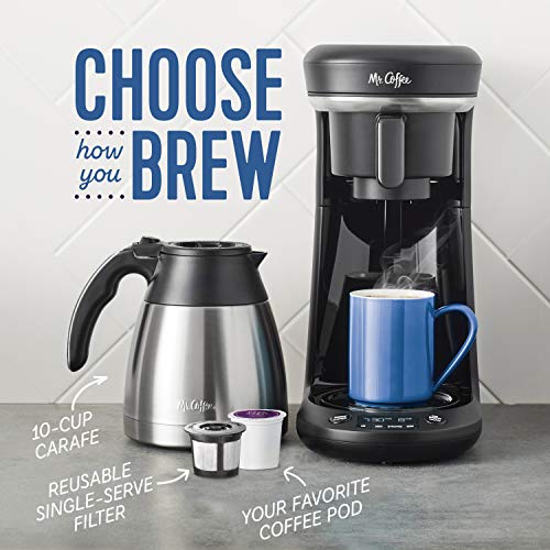 Mr. Coffee Coffee Maker, Programmable Coffee Machine for Single Serve or Carafe Coffee, 10 Cups, Black - My Kitchen Products