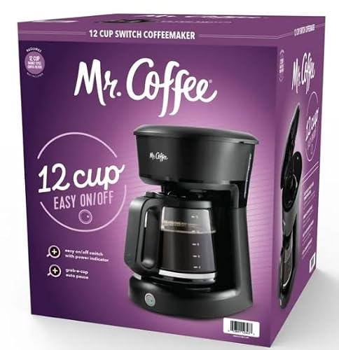 Mr. Coffee Easy On/Off 12-Cup Coffee Maker Switch Pour Grab-a-Cup Auto Pause Black - My Kitchen Products
