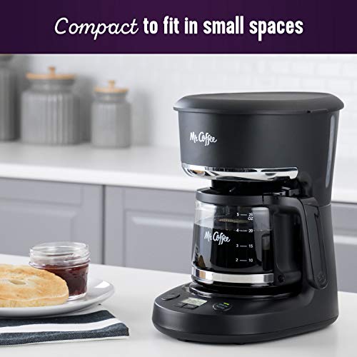 Mr. Coffee Programmable Coffee Maker 5 Cups with Auto Pause Glass Carafe Compact Design Black - My Kitchen Products
