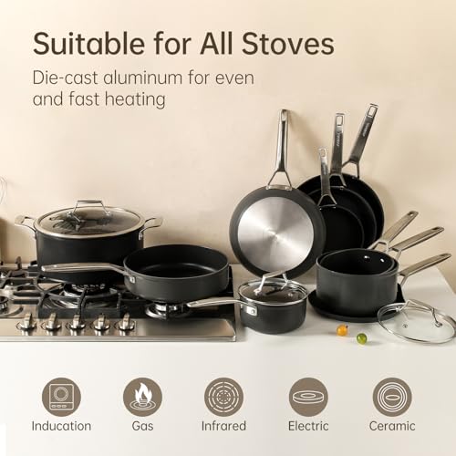 MsMk 8 inch Small Frying Pan with Lid, Burnt also Non stick Omelette pan, PFOA Free Non-Toxic, Scratch-resistant, for gas, electric and induction - My Kitchen Products