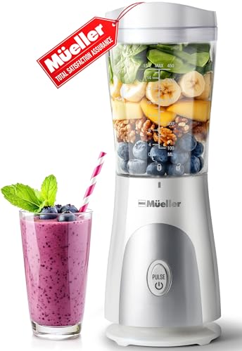 Mueller Heavy-Duty Personal Blender for Shakes and Smoothies with a 15 Oz Travel Cup and Lid, Juices, Baby