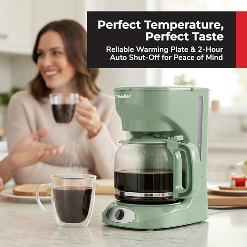 MUELLER HOME 12-Cup Drip Coffee Maker, Green, Borosilicate Carafe - My Kitchen Products