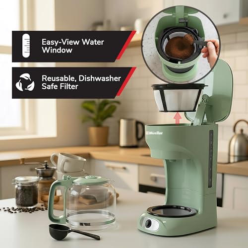 MUELLER HOME 12-Cup Drip Coffee Maker, Green, Borosilicate Carafe - My Kitchen Products