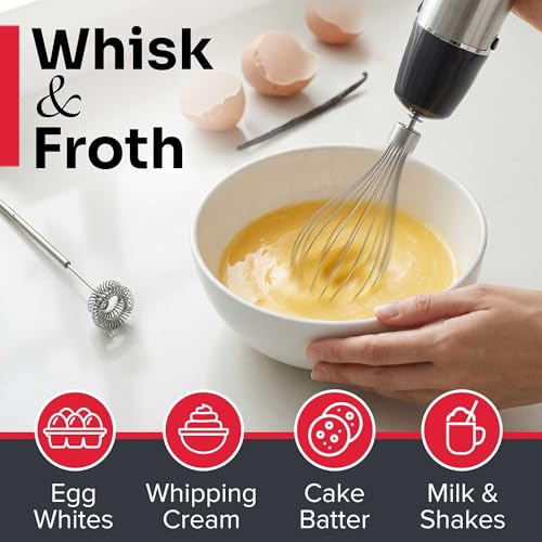 Mueller Multistick 5-in-1 Immersion Blender Handheld,12 Speed Hand Mixer-Turbo Boost,Heaviest Duty Copper Motor,Titanium reinforced Blades Hand Blender,Milk Frother Wand,Whisk,Beaker,Chopper,Grey - My Kitchen Products