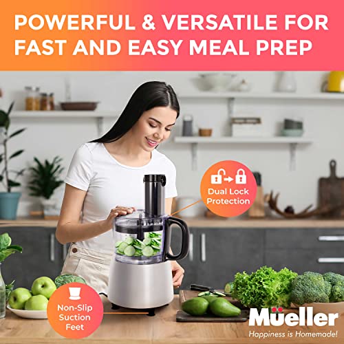 Mueller Ultra Prep Food Processor Chopper for Dicing, Slicing, Shredding, Mincing, and Pureeing, Food Chopper for Vegetables, Meat, Grains, Nuts, 8 Cup, Silver - My Kitchen Products