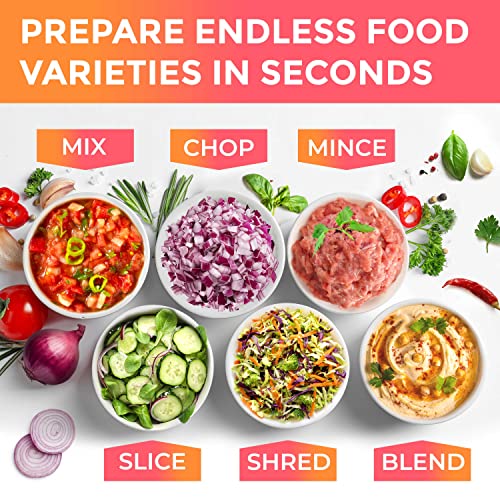 Mueller Ultra Prep Food Processor Chopper for Dicing, Slicing, Shredding, Mincing, and Pureeing, Food Chopper for Vegetables, Meat, Grains, Nuts, 8 Cup, Silver - My Kitchen Products