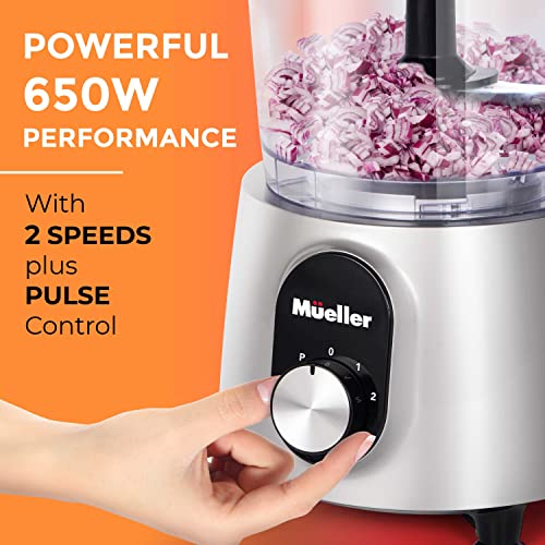Mueller Ultra Prep Food Processor Chopper for Dicing, Slicing, Shredding, Mincing, and Pureeing, Food Chopper for Vegetables, Meat, Grains, Nuts, 8 Cup, Silver - My Kitchen Products