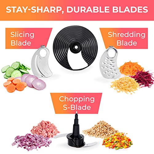 Mueller Ultra Prep Food Processor Chopper for Dicing, Slicing, Shredding, Mincing, and Pureeing, Food Chopper for Vegetables, Meat, Grains, Nuts, 8 Cup, Silver - My Kitchen Products